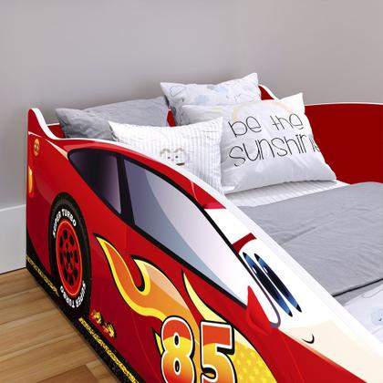 Imagem de Mini Cama Infantil Carro Corrida Turbo 85 MDF Montessoriana Segura Decoração Temática Piloto Quarto Criança Menino - Vermelho - RPM Móveis