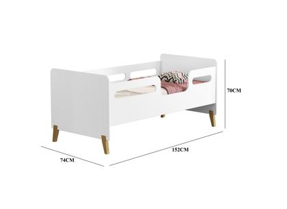 Imagem de mini cama infantil cecilia em mdf com pés de madeira retro montessoriana branca com proteção lateral ja com colchão d20