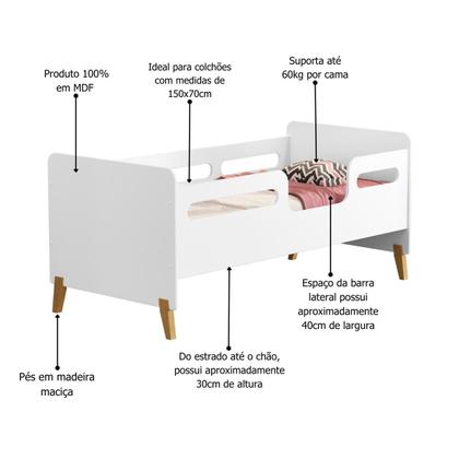 mini cama infantil cecilia montessoriana branca com proteção lateral ja com colchão - Mini Me Artigos Imagem de mini cama infantil cecilia montessoriana branca com proteção lateral ja com colchão