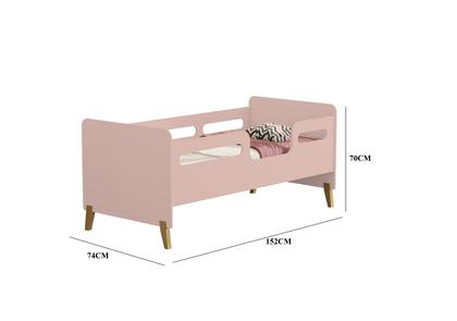 Imagem de Mini Cama Infantil Cecilia Montessoriana Para Quarto de Menina Estilo Retro Rose MDF Com Proteção Lateral