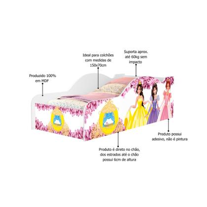 Imagem de Mini Cama Infantil Juvenil Carro Com Proteção Lateral Adesivada MDF Design Moderno Para Quarto