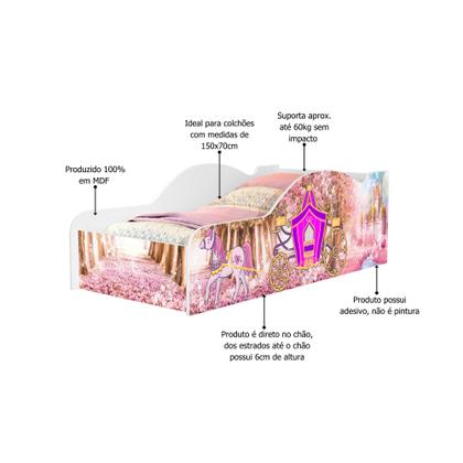 Imagem de Mini Cama Infantil Juvenil Carro Com Proteção Lateral Adesivada MDF Design Moderno Para Quarto