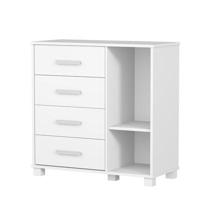 Imagem de Mini Cama Infantil Livia Adesivada Para Quarto MDF Com Proteção Lateral Com Comoda 4 Gavetas 1 Sapateira Design Moderno