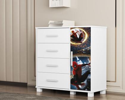 Imagem de Mini Cama Infantil Livia Adesivada Para Quarto MDF Com Proteção Lateral Com Comoda 4 Gavetas 1 Sapateira Design Moderno