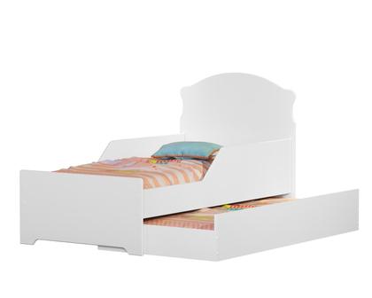 Imagem de mini cama infantil livia com auxiliar sapateira branca para quarto menina e menino com colcha incluso