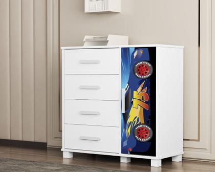 Imagem de Mini Cama Infantil Livia Com Proteção Lateral MDF Comoda 4 Gavetas 1 Sapateira Design Moderno