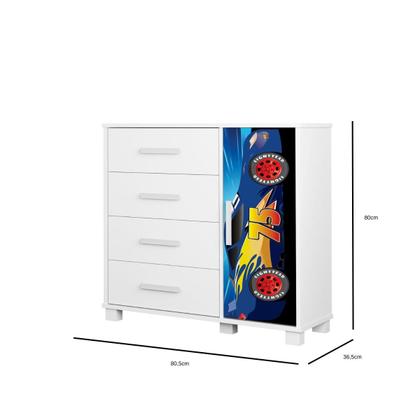 Imagem de Mini Cama Infantil Livia Com Proteção Lateral MDF Comoda 4 Gavetas 1 Sapateira Design Moderno