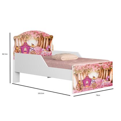 Imagem de Mini Cama Infantil Livia Com Proteção Lateral MDF Comoda 4 Gavetas 1 Sapateira Design Moderno