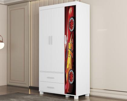 Imagem de Mini Cama Infantil Livia Para Quarto MDF Com Proteção Lateral Design Moderno Com Guarda Roupa 3 Portas 2 Gavetas