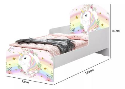 Imagem de Mini Cama Infantil para meninas com Colchão Unicórnio