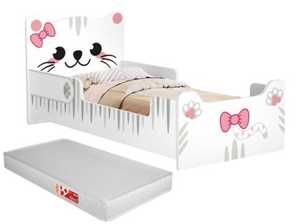 Imagem de Mini Cama Juvenil Gatinha Montessoriana Com Colchão Branca Rosa Menina Princesas Quarto Infantil Criança