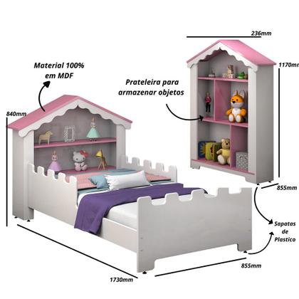 Imagem de Mini Cama Magia Castelo Com Estante E Colchão Quarto Infantil 