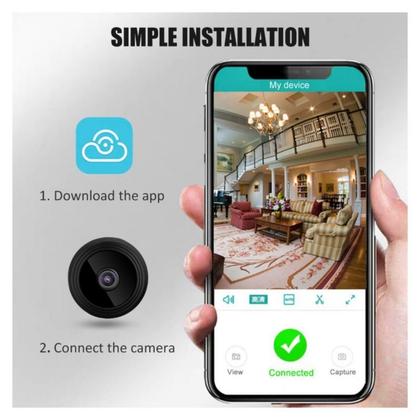 Imagem de Mini câmera 720P com visão noturna, sensor de movimento e WiFi