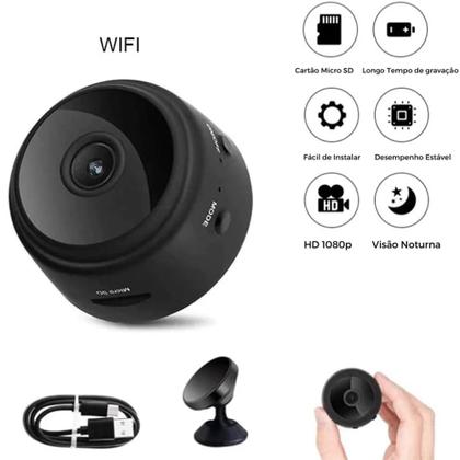 Imagem de Mini Camera A9 Wifi Visão Noturna Espiã Gravador Voz Imagem Cor Preto