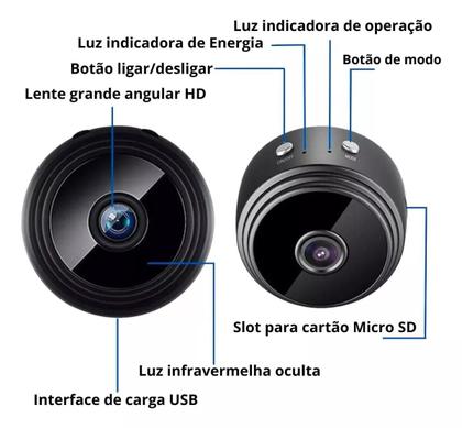 Imagem de Mini Câmera de Segurança A9 Veicular - Monitoramento Discreto e Noturno em Alta Velocidade