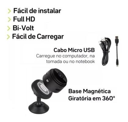 Imagem de Mini Câmera De Segurança Espiã A9  Com Bateria Interna