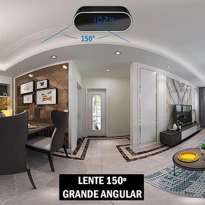 Imagem de Mini Câmera Escondida Z10 W-Fi Relógio Digital + Cartão 64GB Filmadora Secreta Visão Noturna