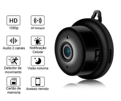 Imagem de Mini Camera Espiã Preto 1080p Discreta Micro Escuta