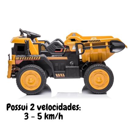 Imagem de Mini Caminhão Elétrico 12V Infantil Caçamba Carreta Basculante Controle Amarelo Importway Bw275am