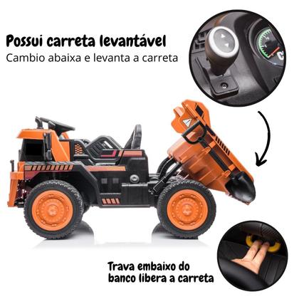 Imagem de Mini Caminhão Elétrico 12V Infantil Caçamba Carreta Basculante Controle Importway Bw275 Motorizado