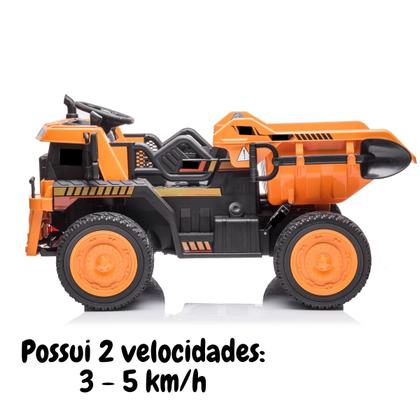 Imagem de Mini Caminhão Elétrico 12V Infantil Caçamba Carreta Basculante Controle Laranja Importway Bw275lr