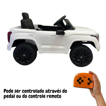 Imagem de Mini Caminhonete Carro Elétrico Infantil Toyota Tundra Bateria 12V Branca Importway Bw-280br