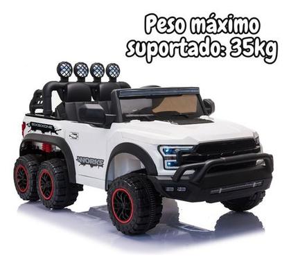 Imagem de Mini Caminhonete Picape 6 Rodas Carro Elétrico 12v Infantil Cor Branco Voltagem do carregador 127/220V