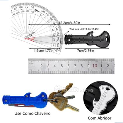 Imagem de Mini Canivete Chaveiro Guitarra Com Abridor e Lâmina Dobrável Ideal Para Presentear SLKD85