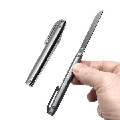 Imagem de Mini Canivete Manual De Bolso Aço Inoxidável Tipo Caneta Presente Pai SLKD06