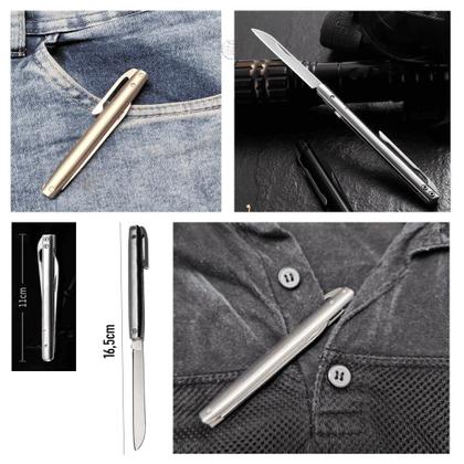 Imagem de Mini Canivete Manual De Bolso Aço Inoxidável Tipo Caneta Presente Pai SLKD06