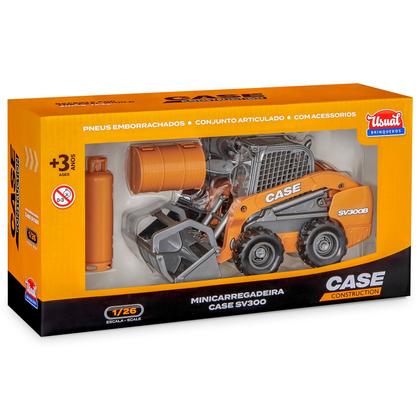 Imagem de Mini Carregadeira Case Garfo Modelo SV300B Brinquedo Colecionável Miniatura Realista