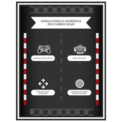 Imagem de Mini Carrinho F1 Controle Remoto Recarregável Simula Efeito