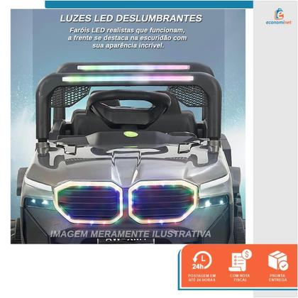 Imagem de Mini Carro Elétrico Infantil 12V até 30Kg com 4 Motores e Controle Remoto MP3 Som Luz Aventura Estilo Pequenos Pilotos