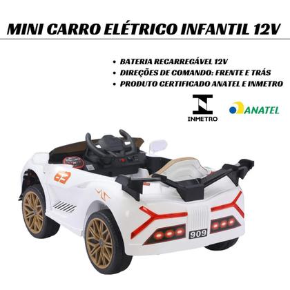 Imagem de Mini Carro Elétrico Infantil 12V GTXV Controle Remoto Luzes Som IMPORTWAY