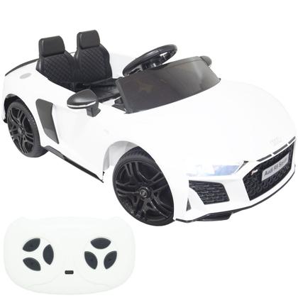 Imagem de Mini Carro Elétrico Infantil Criança 12V Audi R8 Spyder Controle Remoto Branco Brinqway BW-123
