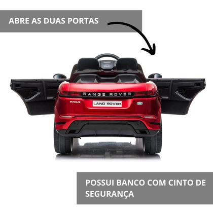 Imagem de Mini Carro Elétrico Infantil Criança 12V Land Rover Evoque Controle Remoto Vermelho Brinqway BW-128