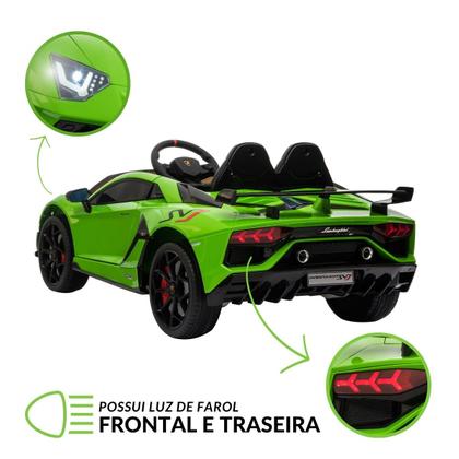 Imagem de Mini Carro Elétrico Infantil Lamborghini Aventador Svj 12V Controle Verde Importway Bw303vd