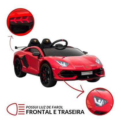 Imagem de Mini Carro Elétrico Infantil Lamborghini Aventador Svj 12V Controle Vermelho Importway Bw303vm