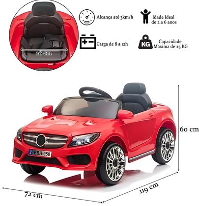 Imagem de Mini Carro Elétrico Infantil Vermelho Com Luz e Som para Crianças de 2 a 5 anos carrinho motorizado a bateria