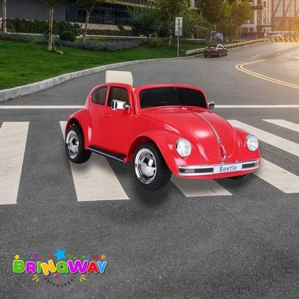 Imagem de Mini Carro Elétrico Infantil Volkswagen Beetle Fusca Vermelho 6v