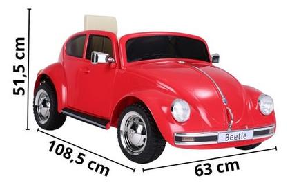 Imagem de Mini Carro Elétrico Infantil Volkswagen Beetle Fusca Vermelho 6v