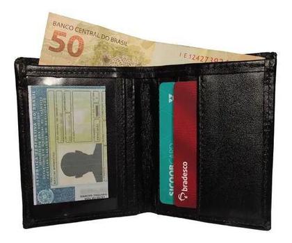 Imagem de Mini Carteira Fina Em Couro Porta Notas Cartão Cnh Rg