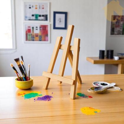 Imagem de Mini Cavalete Madeira Pinus Suporte Ajustável Para Pintura Desenho Arte