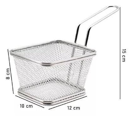 Imagem de Mini Cesto Fritura Inox 10x12cm Servir Porção Batatas Fritas