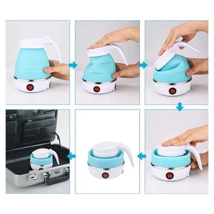 Imagem de Mini Chaleira Elétrica Jarra Retrátil Bule Água Chá Café Portátil Dobrável Silicone 600ml