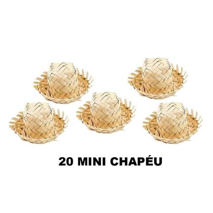 Imagem de Mini Chapéu de Palha para Decoração de Festa Junina Enfeite Acessório Pacote Decorativo Festa São João Arraiá Caipira Ro