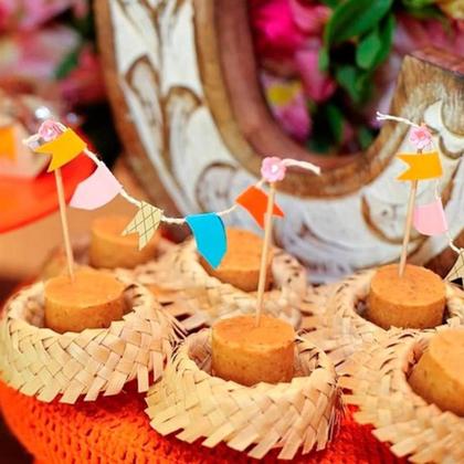 Imagem de Mini Chapéu de Palha para Decoração de Festa Junina Enfeite Acessório Pacote Decorativo Festa São João Arraiá Caipira Ro