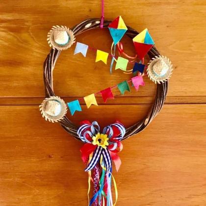 Imagem de Mini Chapéu de Palha para Decoração de Festa Junina Enfeite Acessório Pacote Decorativo Festa São João Arraiá Caipira Ro