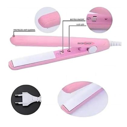 Imagem de Mini Chapinha Portátil Bivolt  Modeladora Ideal para Franjas e Viagens