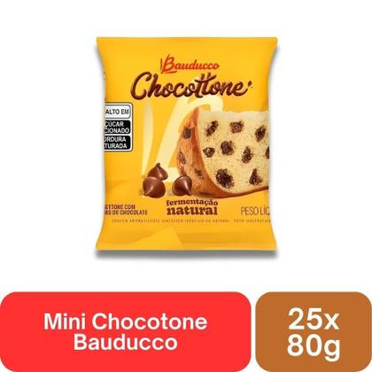 Imagem de Mini Chocotone Bauducco Gotas Chocolate Kit 25 Unidades 80G